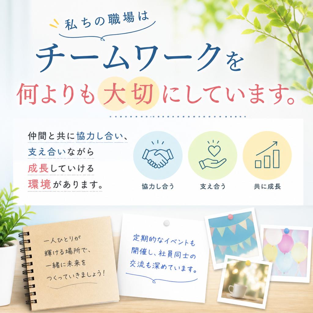 チームワークを大切にした職場