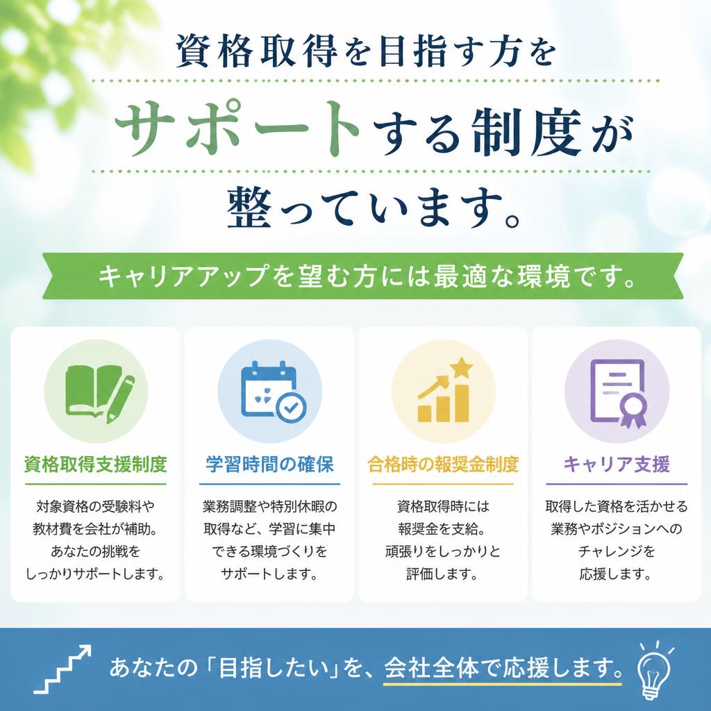 資格取得支援制度でスキルアップ!