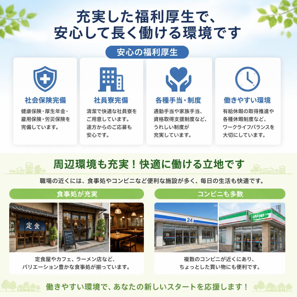 充実の福利厚生と働きやすい職場環境
