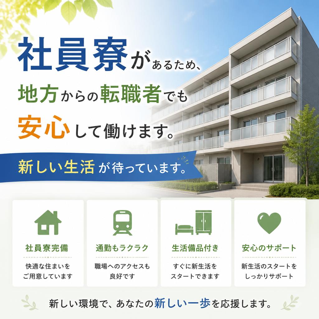 社員寮完備！地方からの応募も大歓迎