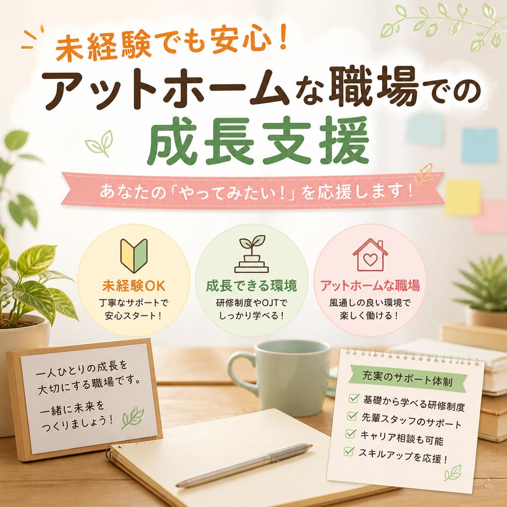 未経験でも安心！アットホームな職場での成長支援