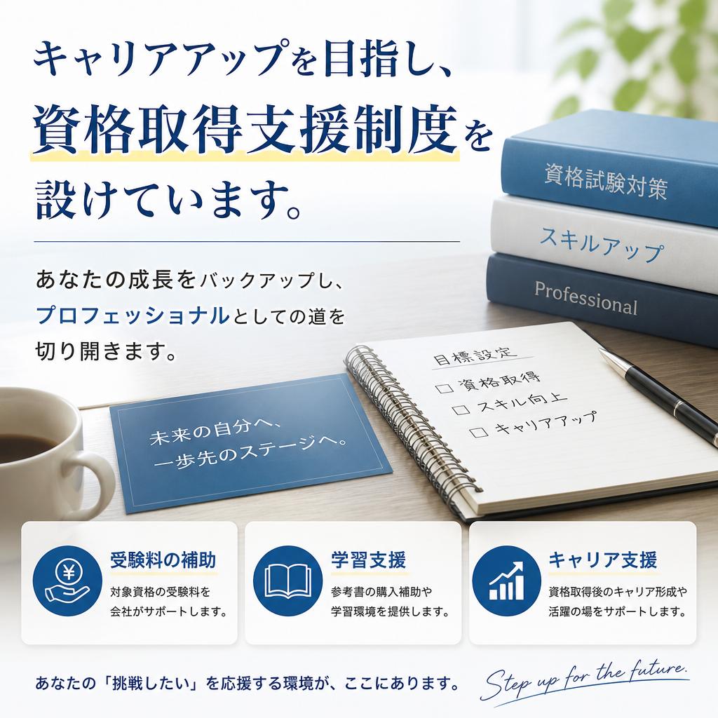資格取得支援制度でスキルアップ!